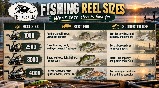 what size fishing reel for what kind of fishing