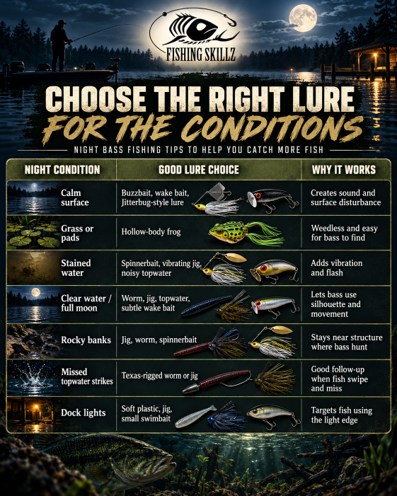 choose right bass fishing lure for the conditions infographic